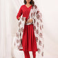 Janasya Dark Rayon Embellished A-Line Kurta Set | Swadesiicart