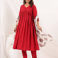 Janasya Dark Rayon Embellished A-Line Kurta Set | Swadesiicart