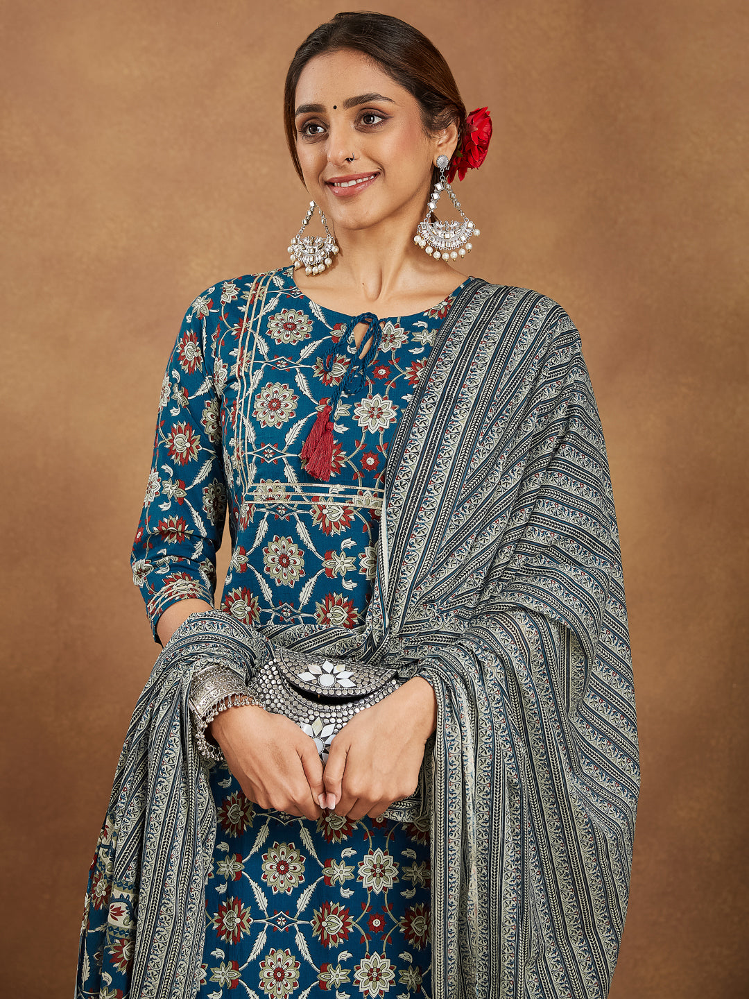 Janasya Bright Cotton Floral Straight Kurta Set | Swadesiicart
