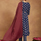 Janasya Dark Cotton Floral Anarkali Kurta Set | Swadesiicart