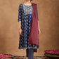Janasya Dark Cotton Floral Anarkali Kurta Set | Swadesiicart