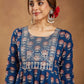 Janasya Dark Cotton Floral Anarkali Kurta Set | Swadesiicart