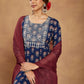 Janasya Dark Cotton Floral Anarkali Kurta Set | Swadesiicart
