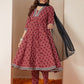 Janasya Dark Cotton Ikkat Anarkali Kurta Set | Swadesiicart