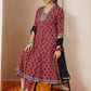 Janasya Dark Cotton Ikkat Anarkali Kurta Set | Swadesiicart