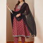 Janasya Dark Cotton Ikkat Anarkali Kurta Set | Swadesiicart