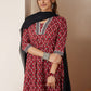 Janasya Dark Cotton Ikkat Anarkali Kurta Set | Swadesiicart