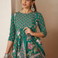 Janasya Bright Cotton Floral Anarkali Kurta Set | Swadesiicart