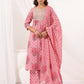 Janasya Light Cotton Floral A-Line Kurta Set | Swadesiicart
