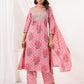 Janasya Light Cotton Floral A-Line Kurta Set | Swadesiicart