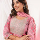 Janasya Light Cotton Floral A-Line Kurta Set | Swadesiicart