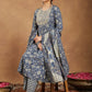 Janasya Dark Cotton Floral Anarkali Kurta Set | Swadesiicart