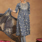 Janasya Dark Cotton Floral Anarkali Kurta Set | Swadesiicart