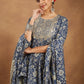Janasya Dark Cotton Floral Anarkali Kurta Set | Swadesiicart