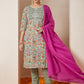 Janasya Light Cambric Floral A-Line Kurta Set | Swadesiicart
