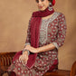 Janasya Dark Cotton Ethnic Motifs Straight Kurta Set | Swadesiicart