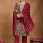 Janasya Dark Cotton Ethnic Motifs Straight Kurta Set | Swadesiicart