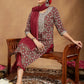 Janasya Dark Cotton Ethnic Motifs Straight Kurta Set | Swadesiicart