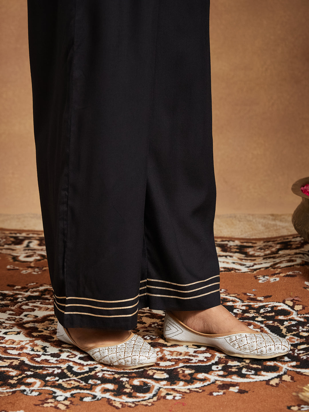 Janasya Dark Cotton Ajrakh Straight Kurta Set | Swadesiicart