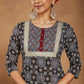 Janasya Dark Cotton Ajrakh Straight Kurta Set | Swadesiicart