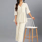 Janasya Light Dobby Chiffon Self Design Peplum Top & Bottom Set | Swadesiicart