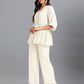 Janasya Light Dobby Chiffon Self Design Peplum Top & Bottom Set | Swadesiicart