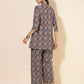 Janasya Dark Cotton Ethnic Motifs A-Line Top & Bottom Set | Swadesiicart