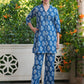 Janasya Dark Cotton Batik Straight Top & Bottom Set | Swadesiicart