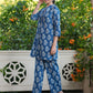 Janasya Dark Cotton Batik Straight Top & Bottom Set | Swadesiicart