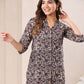 Janasya Dark Cotton Floral Straight Top & Bottom Set | Swadesiicart