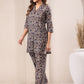 Janasya Dark Cotton Floral Straight Top & Bottom Set | Swadesiicart
