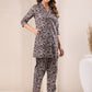 Janasya Dark Cotton Floral Straight Top & Bottom Set | Swadesiicart