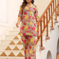 Janasya Dark Cotton Floral Straight Top & Bottom Set | Swadesiicart