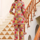 Janasya Dark Cotton Floral Straight Top & Bottom Set | Swadesiicart