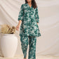 Janasya Dark Cotton Floral Straight Top & Bottom Set | Swadesiicart