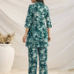 Janasya Dark Cotton Floral Straight Top & Bottom Set | Swadesiicart