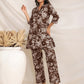 Janasya Dark Cotton Floral Straight Top & Bottom Set | Swadesiicart