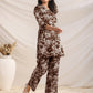 Janasya Dark Cotton Floral Straight Top & Bottom Set | Swadesiicart
