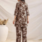 Janasya Dark Cotton Floral Straight Top & Bottom Set | Swadesiicart
