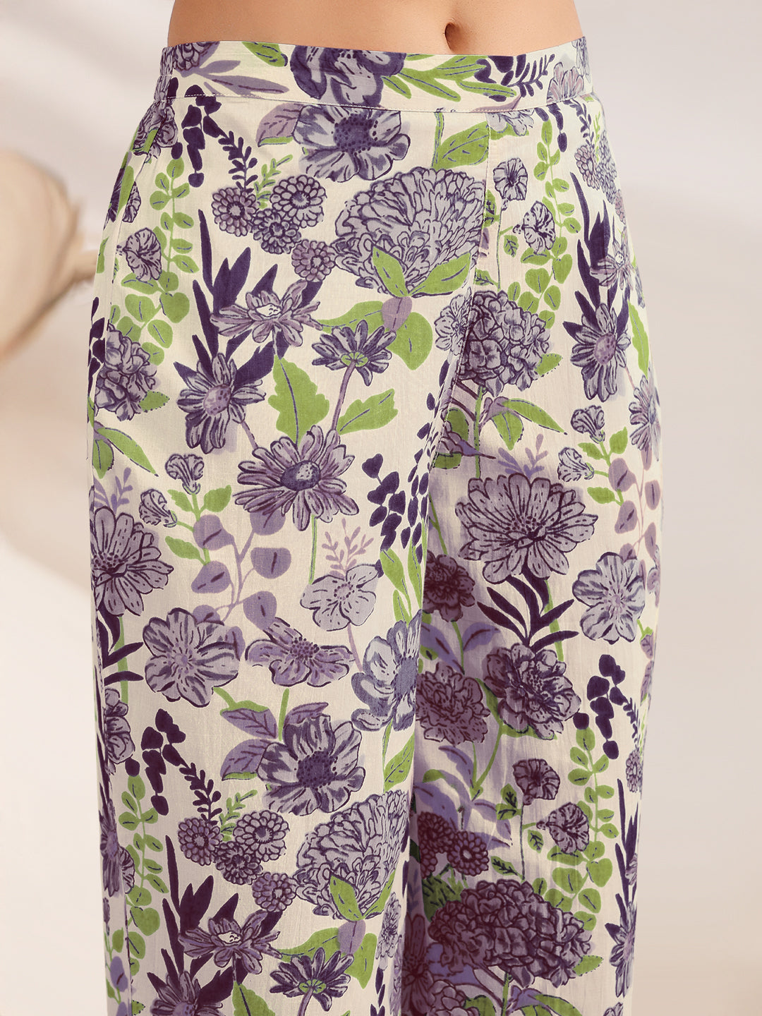 Janasya Light Cotton Floral Shirt Top & Bottom Set | Swadesiicart