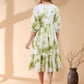 Janasya Bright Cotton Tie & dye Tiered Dress | Swadesiicart