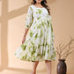 Janasya Bright Cotton Tie & dye Tiered Dress | Swadesiicart