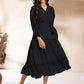 Janasya Dark Dobby Chiffon Woven Design Tiered Dress | Swadesiicart