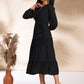 Janasya Dark Dobby Chiffon Woven Design Tiered Dress | Swadesiicart