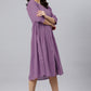 Janasya Bright Cotton Solid Gathered Dress | Swadesiicart