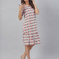 Janasya Bright Cotton Ikkat A-Line Dress | Swadesiicart