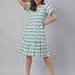 Janasya Bright Cotton Ikkat A-Line Dress | Swadesiicart