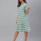Janasya Bright Cotton Ikkat A-Line Dress | Swadesiicart