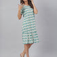 Janasya Bright Cotton Ikkat A-Line Dress | Swadesiicart