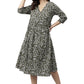 Janasya Dark Cotton Floral Angrakha Dress | Swadesiicart